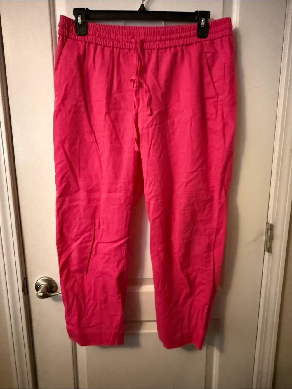 J Crew - Women's Linen Drawstring Pants - Hot Pink - EUC